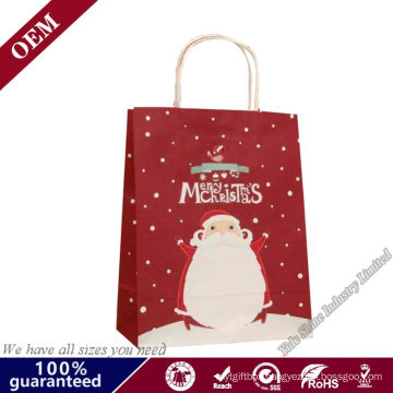 High Quality Material Kraft Paper Bag Merry Christmas Gift Bags Cloth Packing Bag with Twist Handle